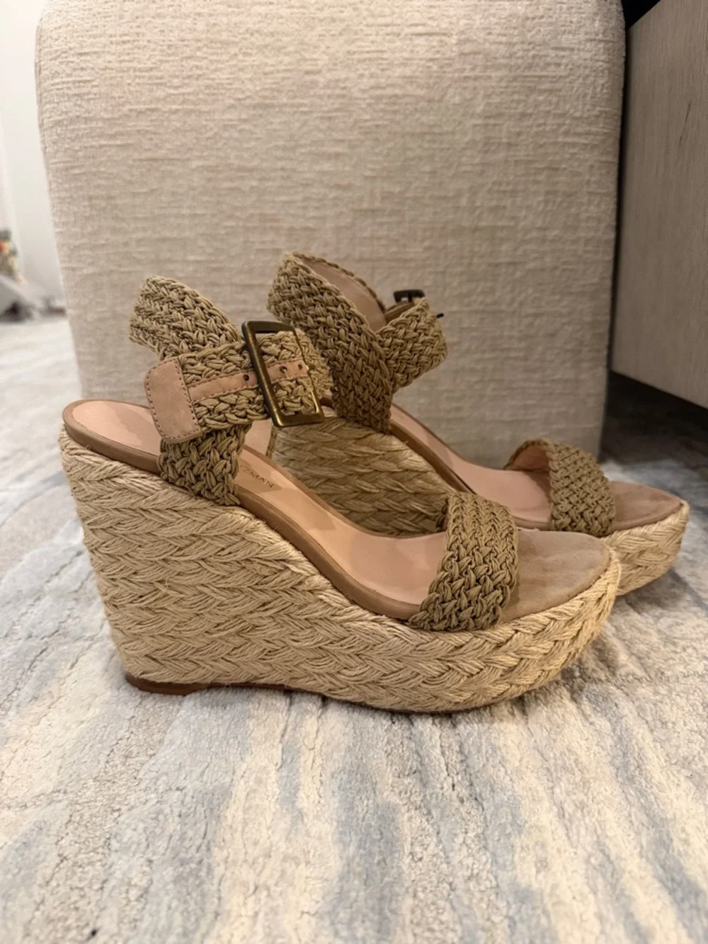 Stuart Weitzman Braided Espadrille Wedge Sandals - Tan - Picture 5 of 9